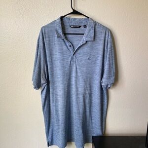 Travis Mathew Men’s Polo Shirt Heathered Blue Size XXL Golf Collared Athletic